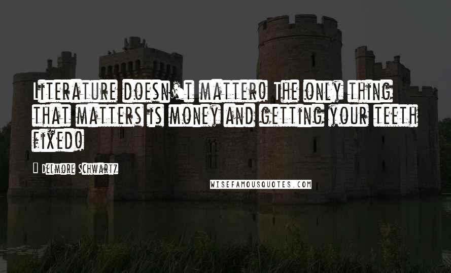 Delmore Schwartz Quotes: Literature doesn't matter! The only thing that matters is money and getting your teeth fixed!