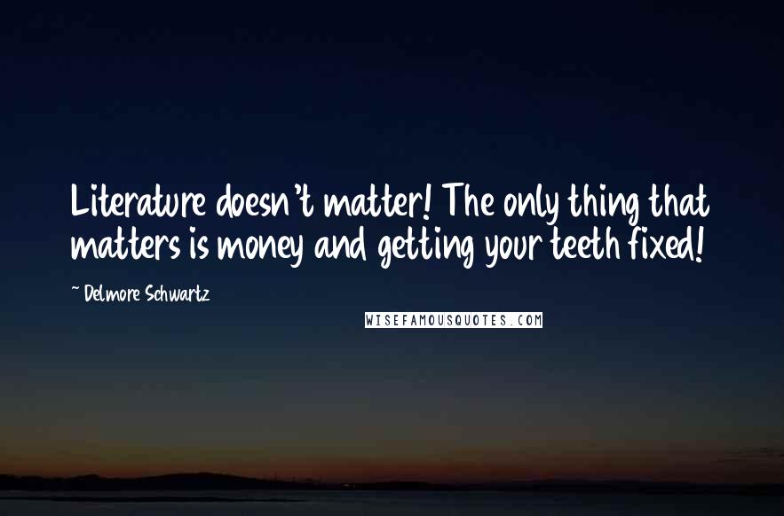 Delmore Schwartz Quotes: Literature doesn't matter! The only thing that matters is money and getting your teeth fixed!