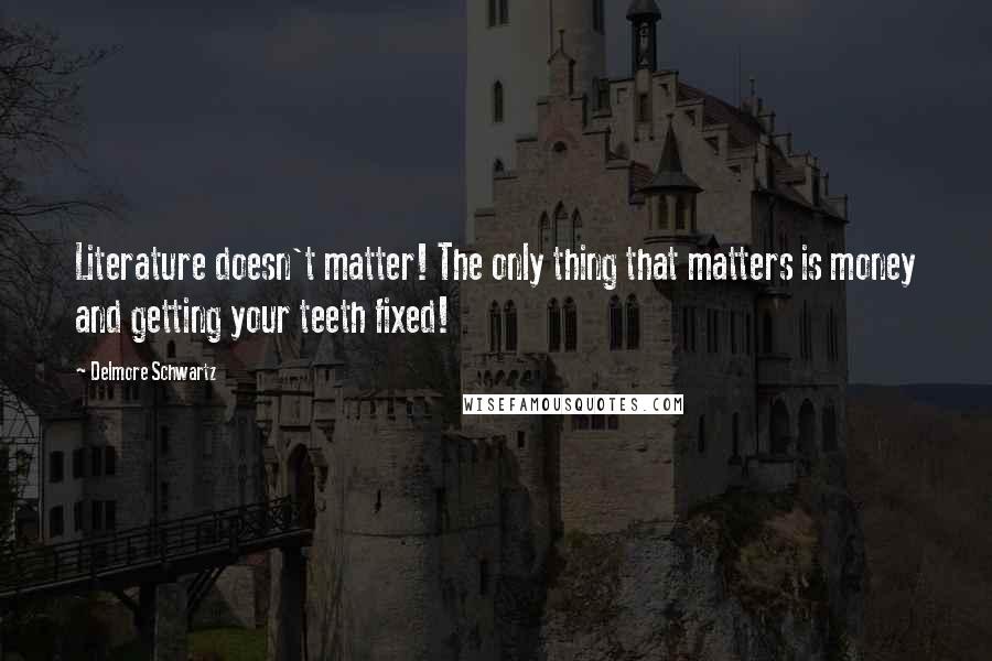 Delmore Schwartz Quotes: Literature doesn't matter! The only thing that matters is money and getting your teeth fixed!