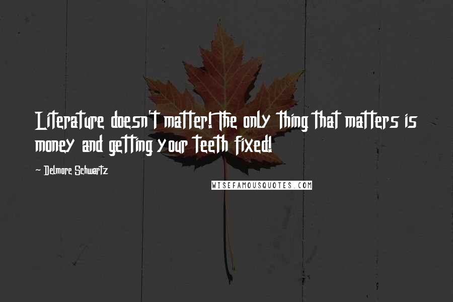 Delmore Schwartz Quotes: Literature doesn't matter! The only thing that matters is money and getting your teeth fixed!