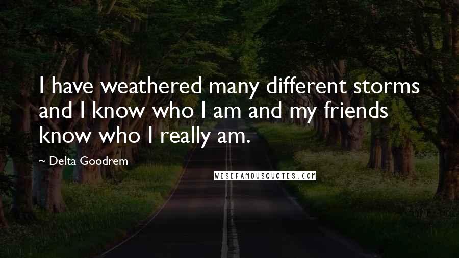 Delta Goodrem Quotes: I have weathered many different storms and I know who I am and my friends know who I really am.