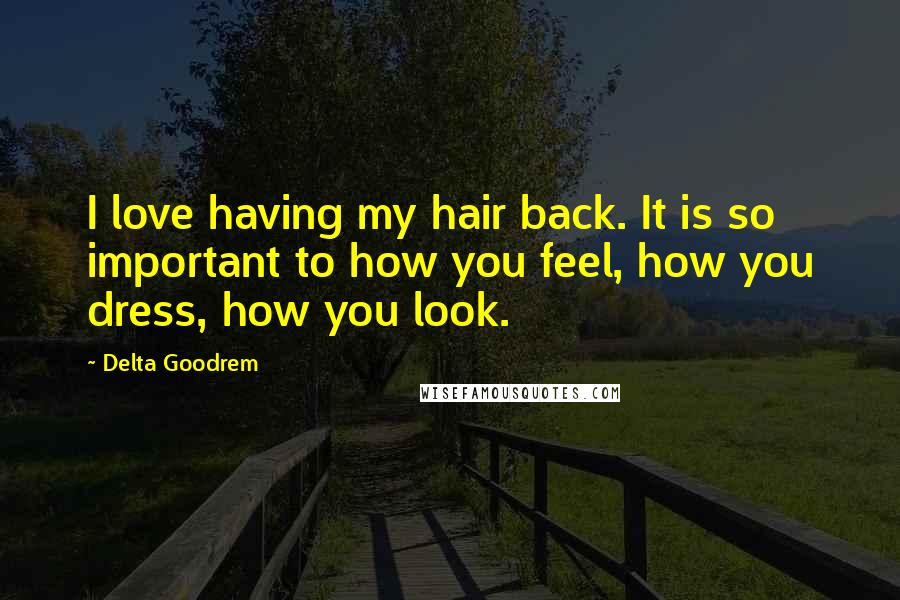 Delta Goodrem Quotes: I love having my hair back. It is so important to how you feel, how you dress, how you look.