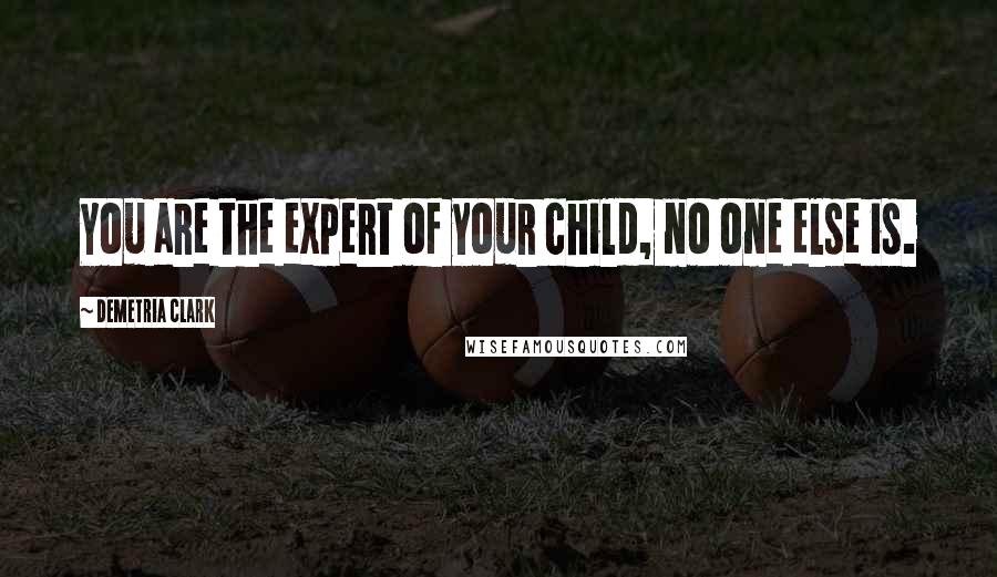 Demetria Clark Quotes: You are the expert of your child, no one else is.