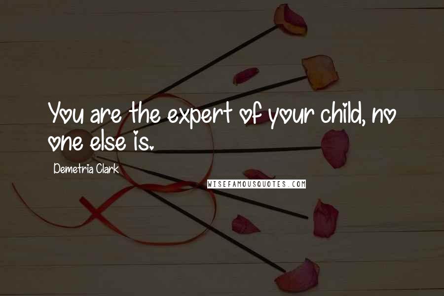 Demetria Clark Quotes: You are the expert of your child, no one else is.