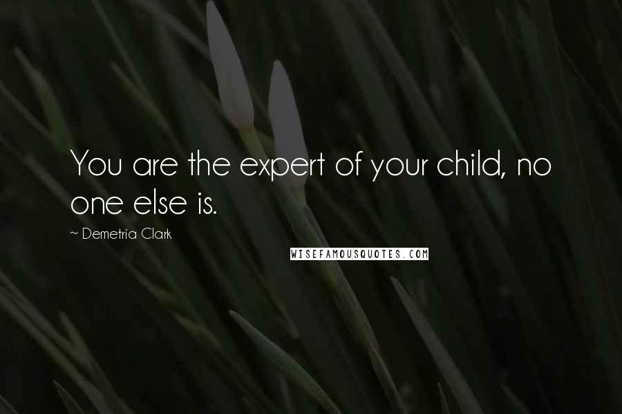 Demetria Clark Quotes: You are the expert of your child, no one else is.