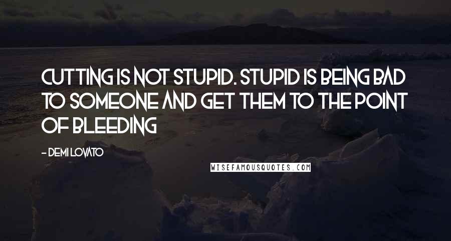 Demi Lovato Quotes: Cutting is not stupid. Stupid is being bad to someone and get them to the point of bleeding