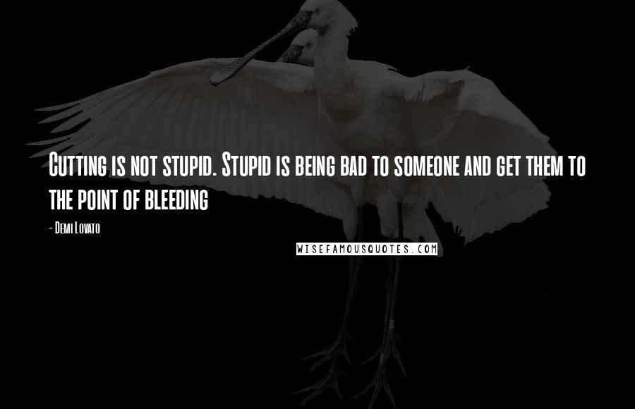 Demi Lovato Quotes: Cutting is not stupid. Stupid is being bad to someone and get them to the point of bleeding