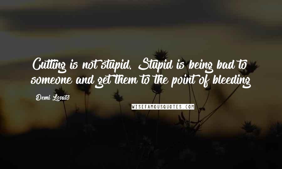 Demi Lovato Quotes: Cutting is not stupid. Stupid is being bad to someone and get them to the point of bleeding