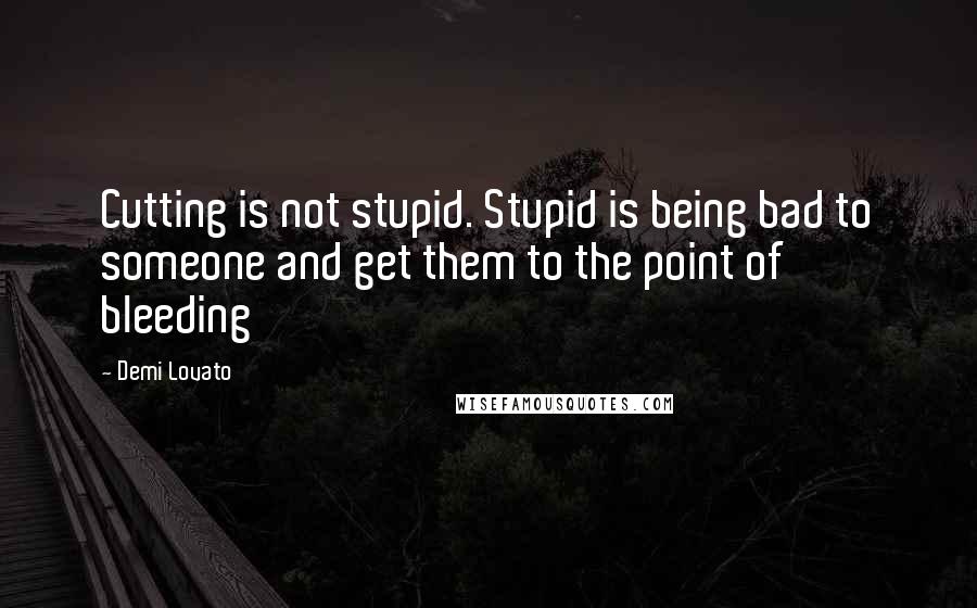 Demi Lovato Quotes: Cutting is not stupid. Stupid is being bad to someone and get them to the point of bleeding