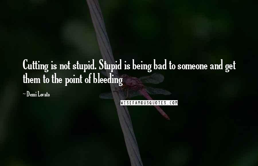 Demi Lovato Quotes: Cutting is not stupid. Stupid is being bad to someone and get them to the point of bleeding