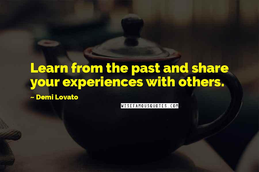 Demi Lovato Quotes: Learn from the past and share your experiences with others.