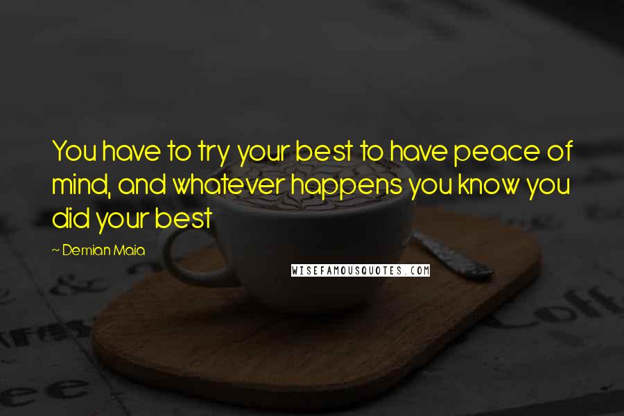 Demian Maia Quotes: You have to try your best to have peace of mind, and whatever happens you know you did your best