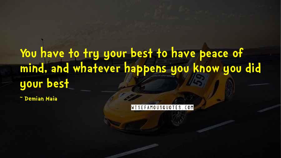 Demian Maia Quotes: You have to try your best to have peace of mind, and whatever happens you know you did your best