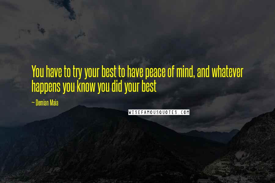 Demian Maia Quotes: You have to try your best to have peace of mind, and whatever happens you know you did your best