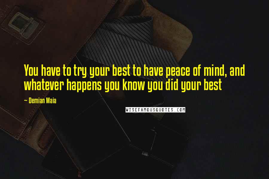 Demian Maia Quotes: You have to try your best to have peace of mind, and whatever happens you know you did your best