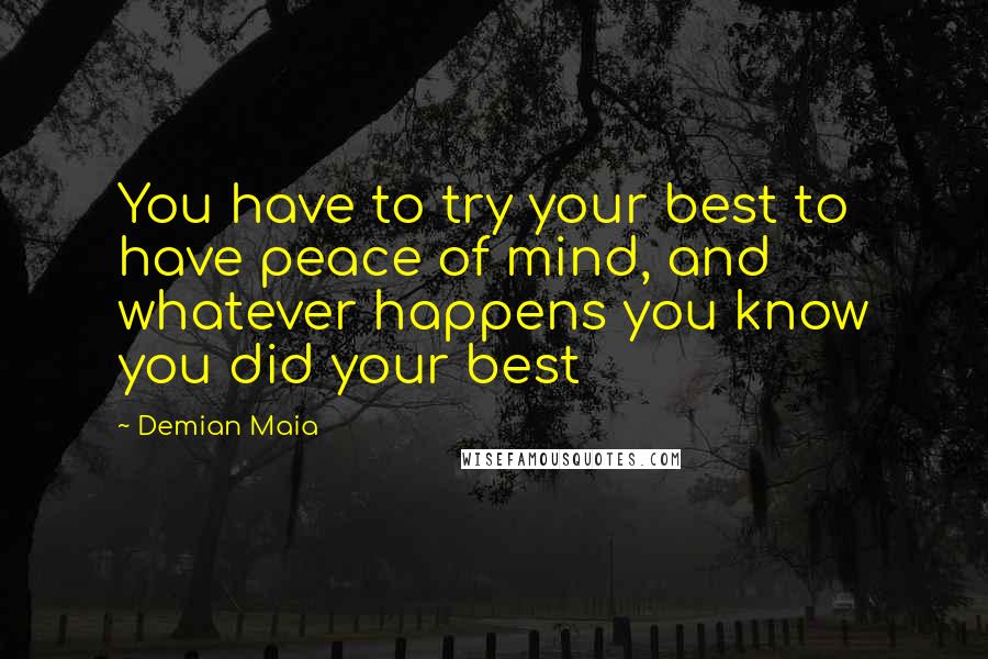 Demian Maia Quotes: You have to try your best to have peace of mind, and whatever happens you know you did your best