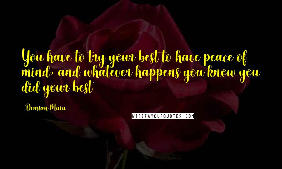 Demian Maia Quotes: You have to try your best to have peace of mind, and whatever happens you know you did your best