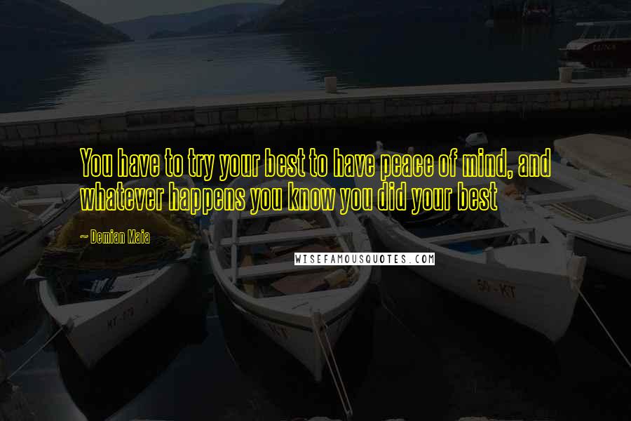 Demian Maia Quotes: You have to try your best to have peace of mind, and whatever happens you know you did your best