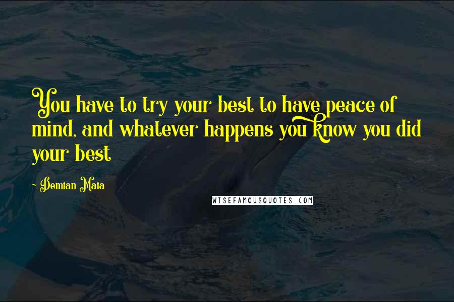 Demian Maia Quotes: You have to try your best to have peace of mind, and whatever happens you know you did your best