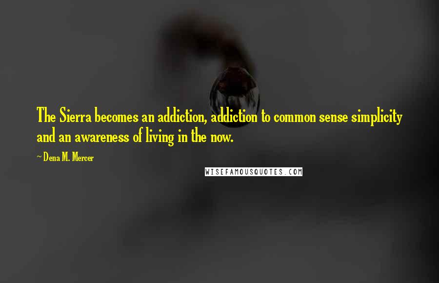 Dena M. Mercer Quotes: The Sierra becomes an addiction, addiction to common sense simplicity and an awareness of living in the now.