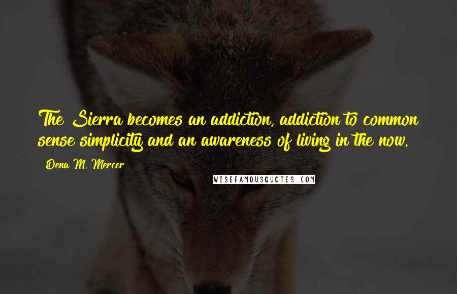 Dena M. Mercer Quotes: The Sierra becomes an addiction, addiction to common sense simplicity and an awareness of living in the now.