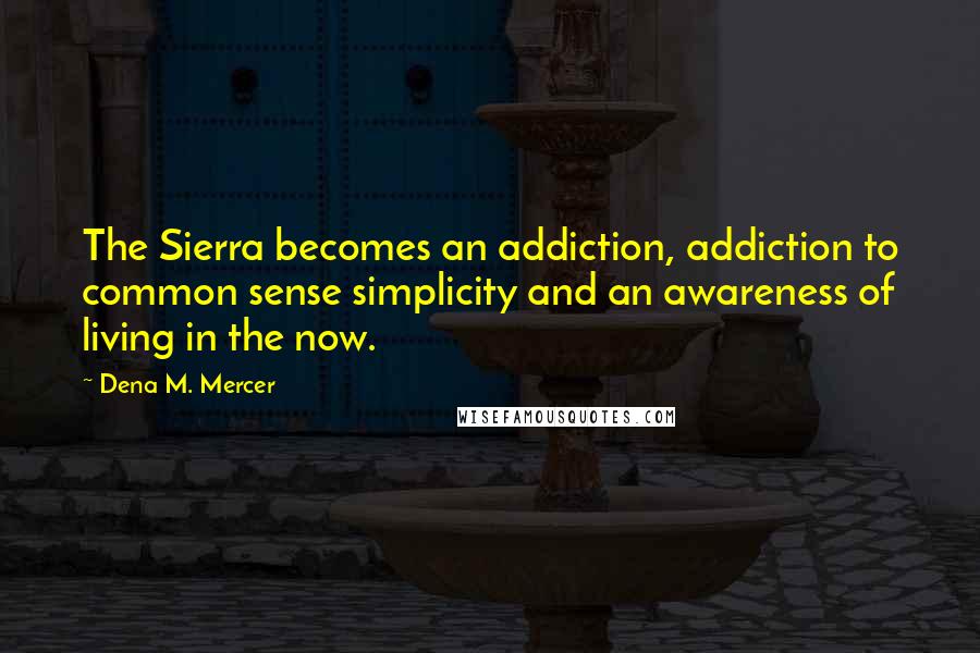 Dena M. Mercer Quotes: The Sierra becomes an addiction, addiction to common sense simplicity and an awareness of living in the now.