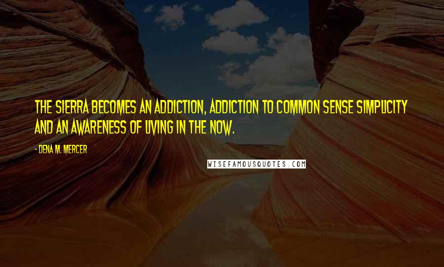 Dena M. Mercer Quotes: The Sierra becomes an addiction, addiction to common sense simplicity and an awareness of living in the now.