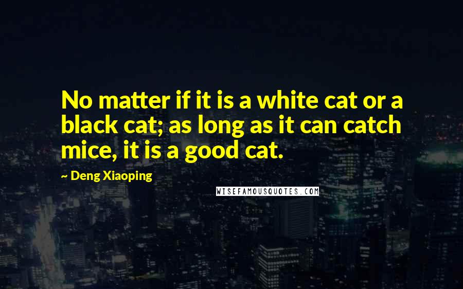 Deng Xiaoping Quotes: No matter if it is a white cat or a black cat; as long as it can catch mice, it is a good cat.