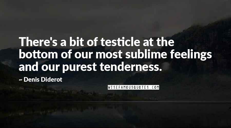 Denis Diderot Quotes: There's a bit of testicle at the bottom of our most sublime feelings and our purest tenderness.
