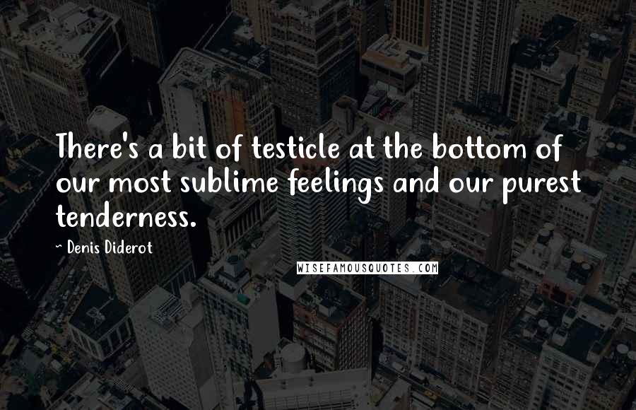 Denis Diderot Quotes: There's a bit of testicle at the bottom of our most sublime feelings and our purest tenderness.