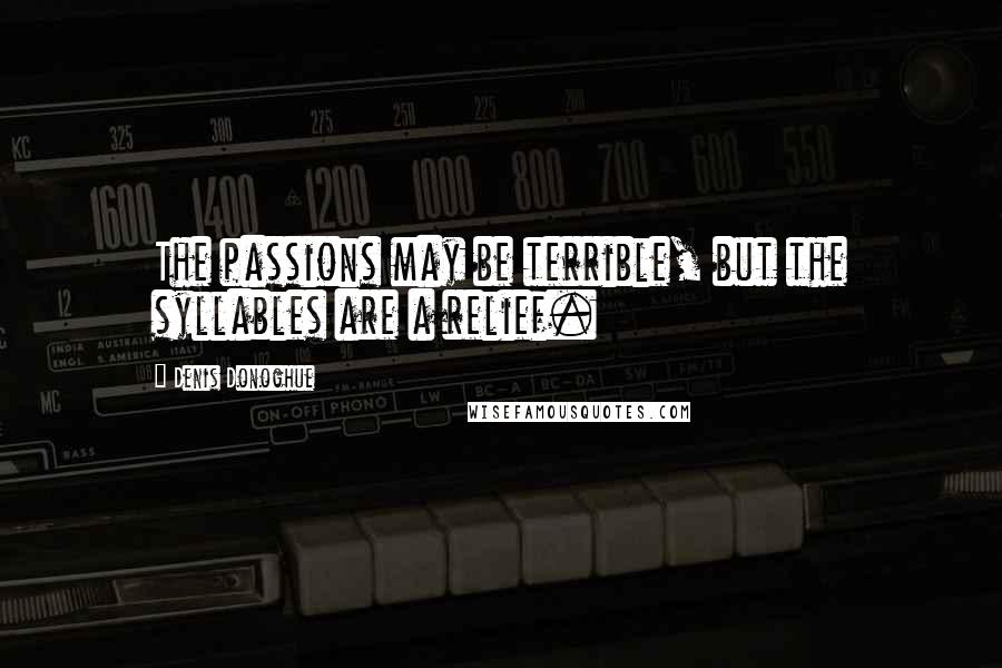 Denis Donoghue Quotes: The passions may be terrible, but the syllables are a relief.