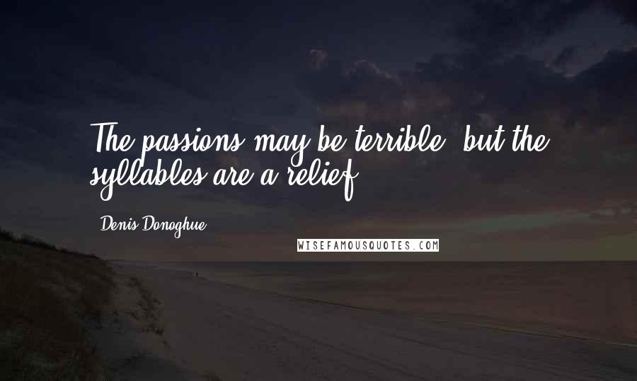 Denis Donoghue Quotes: The passions may be terrible, but the syllables are a relief.