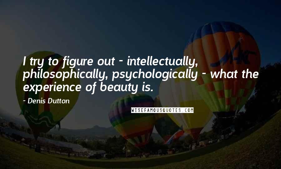 Denis Dutton Quotes: I try to figure out - intellectually, philosophically, psychologically - what the experience of beauty is.