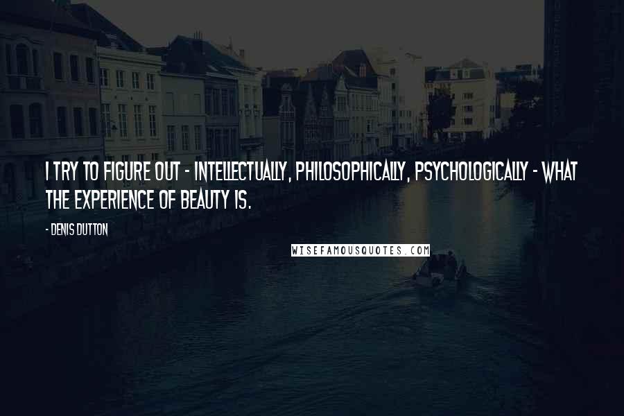 Denis Dutton Quotes: I try to figure out - intellectually, philosophically, psychologically - what the experience of beauty is.