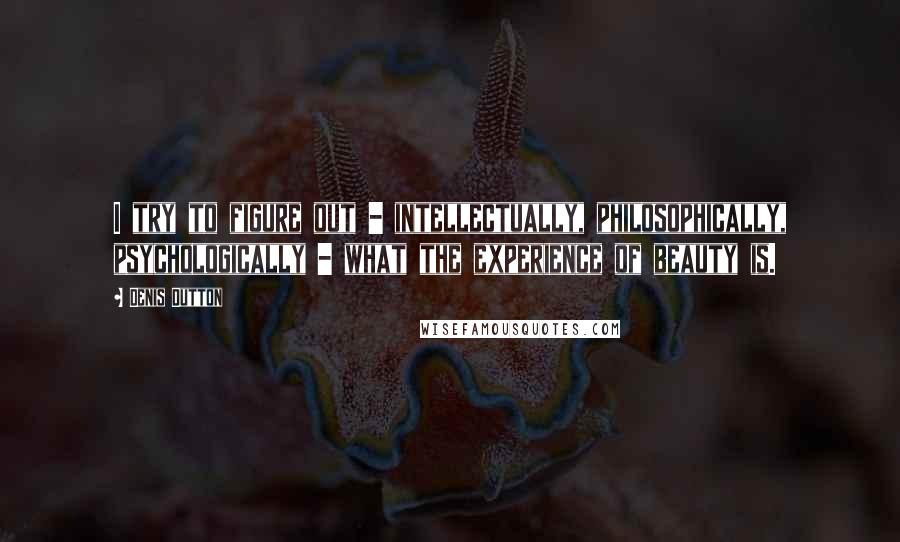 Denis Dutton Quotes: I try to figure out - intellectually, philosophically, psychologically - what the experience of beauty is.