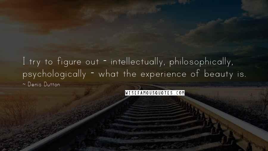 Denis Dutton Quotes: I try to figure out - intellectually, philosophically, psychologically - what the experience of beauty is.