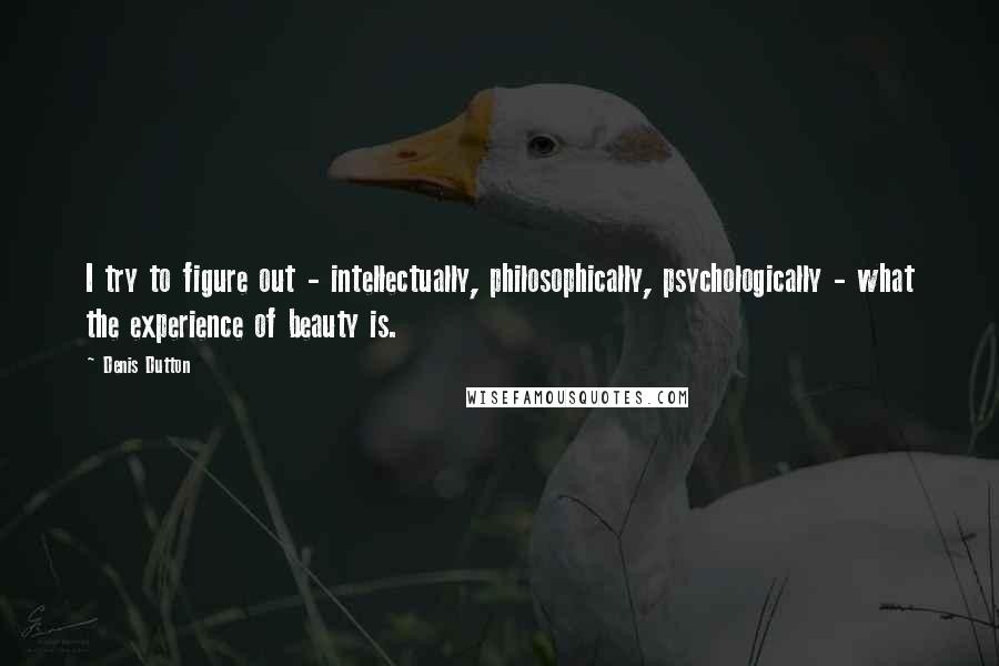 Denis Dutton Quotes: I try to figure out - intellectually, philosophically, psychologically - what the experience of beauty is.