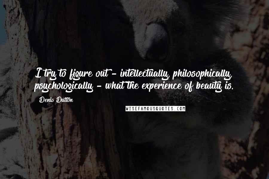 Denis Dutton Quotes: I try to figure out - intellectually, philosophically, psychologically - what the experience of beauty is.