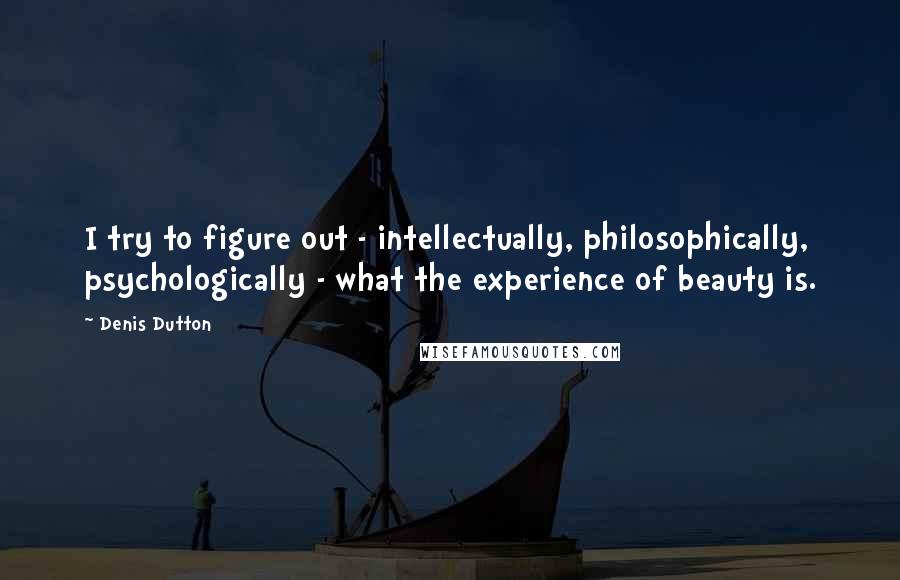 Denis Dutton Quotes: I try to figure out - intellectually, philosophically, psychologically - what the experience of beauty is.