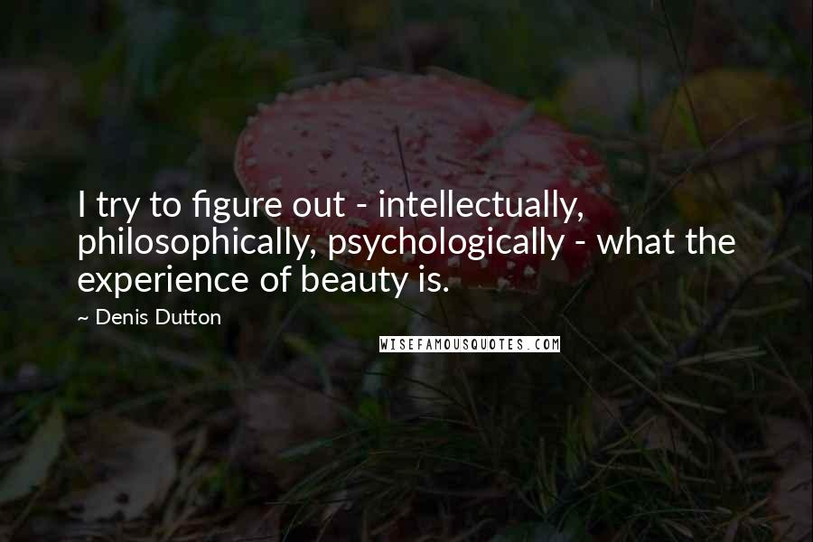Denis Dutton Quotes: I try to figure out - intellectually, philosophically, psychologically - what the experience of beauty is.