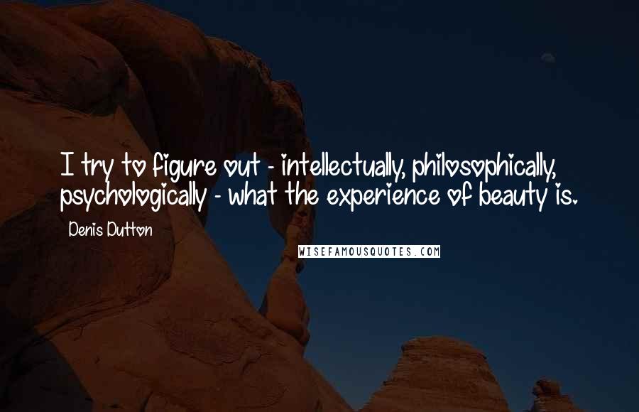 Denis Dutton Quotes: I try to figure out - intellectually, philosophically, psychologically - what the experience of beauty is.