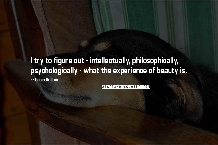 Denis Dutton Quotes: I try to figure out - intellectually, philosophically, psychologically - what the experience of beauty is.