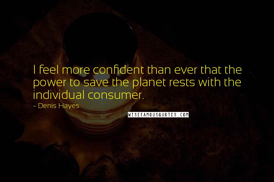 Denis Hayes Quotes: I feel more confident than ever that the power to save the planet rests with the individual consumer.