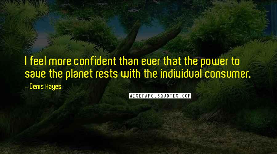 Denis Hayes Quotes: I feel more confident than ever that the power to save the planet rests with the individual consumer.