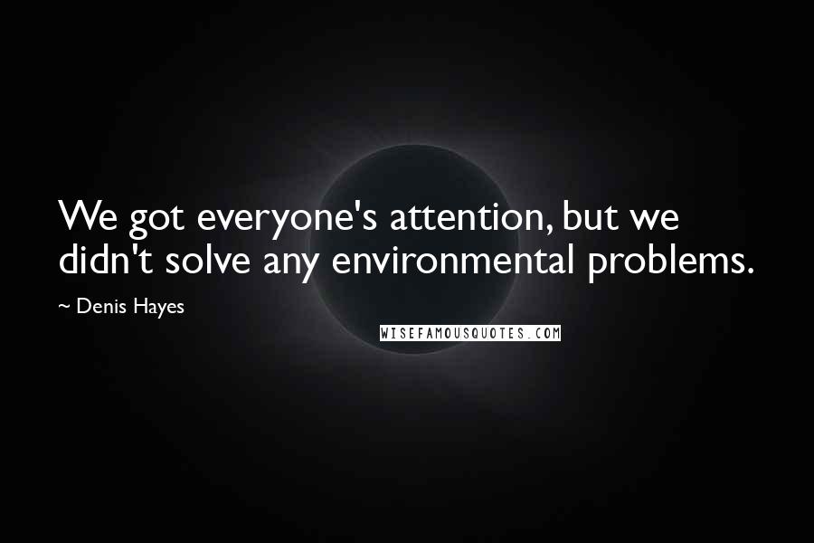 Denis Hayes Quotes: We got everyone's attention, but we didn't solve any environmental problems.