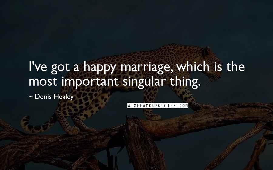 Denis Healey Quotes: I've got a happy marriage, which is the most important singular thing.