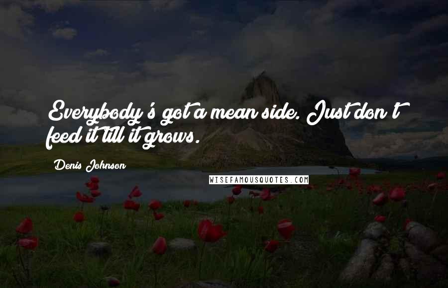 Denis Johnson Quotes: Everybody's got a mean side. Just don't feed it till it grows.