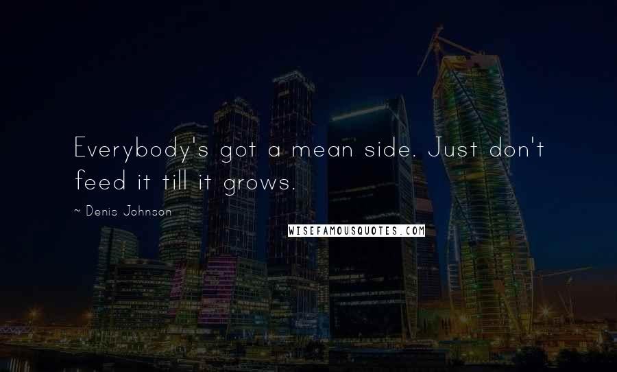 Denis Johnson Quotes: Everybody's got a mean side. Just don't feed it till it grows.