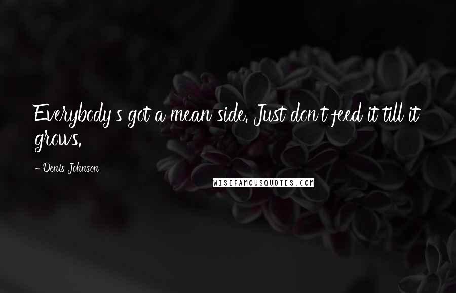 Denis Johnson Quotes: Everybody's got a mean side. Just don't feed it till it grows.