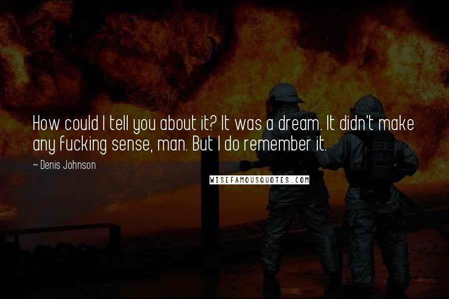 Denis Johnson Quotes: How could I tell you about it? It was a dream. It didn't make any fucking sense, man. But I do remember it.